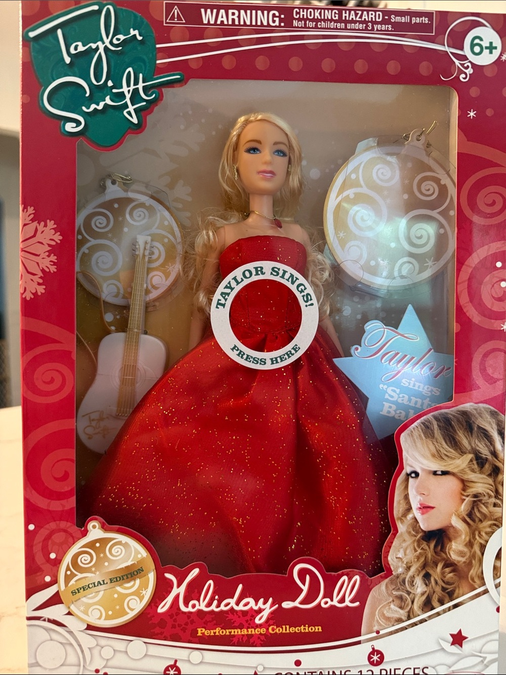 Taylor Swift Holiday Ornament Doll in Sparkling Red and White